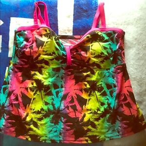 Ocean Pacific Tankini multi color with pink straps